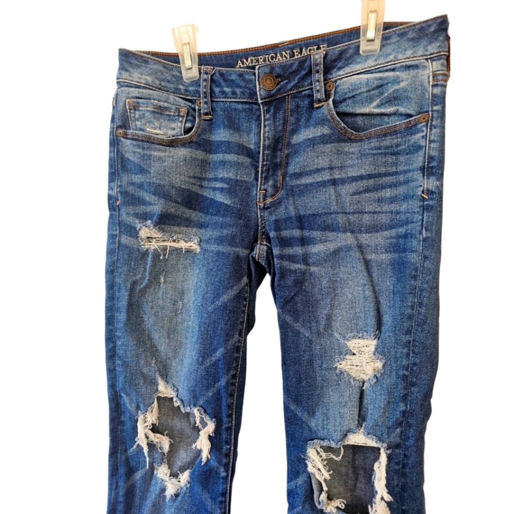 American Eagle Skinny Super Stretch Blue Denim Jeans Size 8